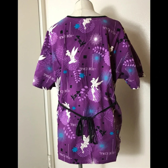 Disney Tinker Bell Purple Scrub Top - Picture 2 of 6